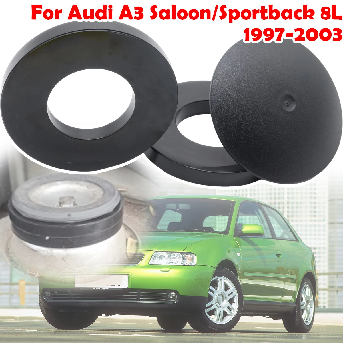 

3X For Audi A3 Saloon/Sportback 8L 1997-2003 Front Suspension Shock Absorber Mount Cover Cap Strut Top Mount Rubber Ring Bushing