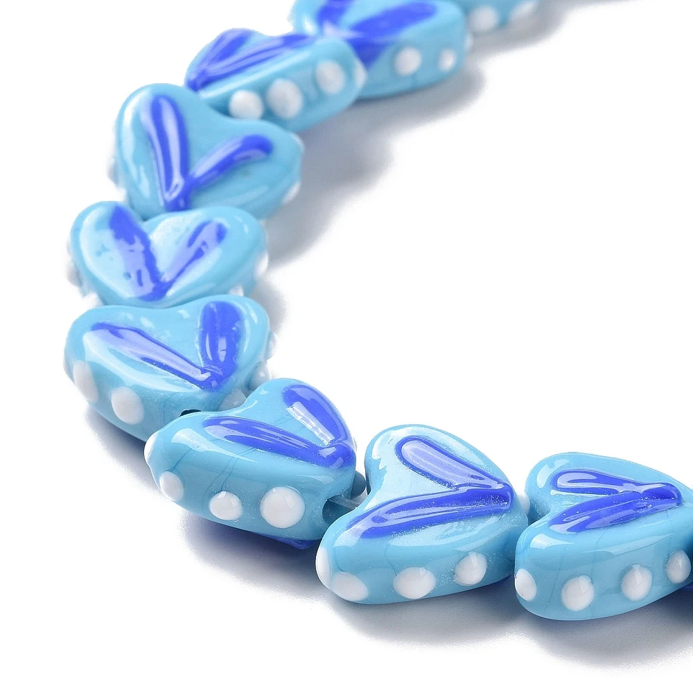 PandaHall 1 Strang handgefertigte Lampwork-Herzperlen, 14-17x16,5-17x6,5-7mm, 38cm Länge für DIY Halsketten- und Armbandherstellung – Detail 20