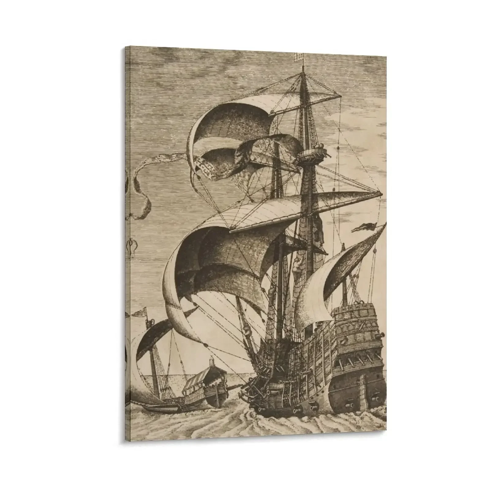 

Vintage pirate ship illustration Canvas Painting posters anime Decoration for home painting