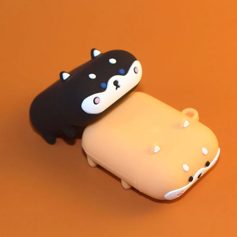 インかわいい柴犬犬カップルシリコーンイヤホンapple airpods 1 2 3プロ漫画ヘッドセットカバーairpodsため充電ボックス