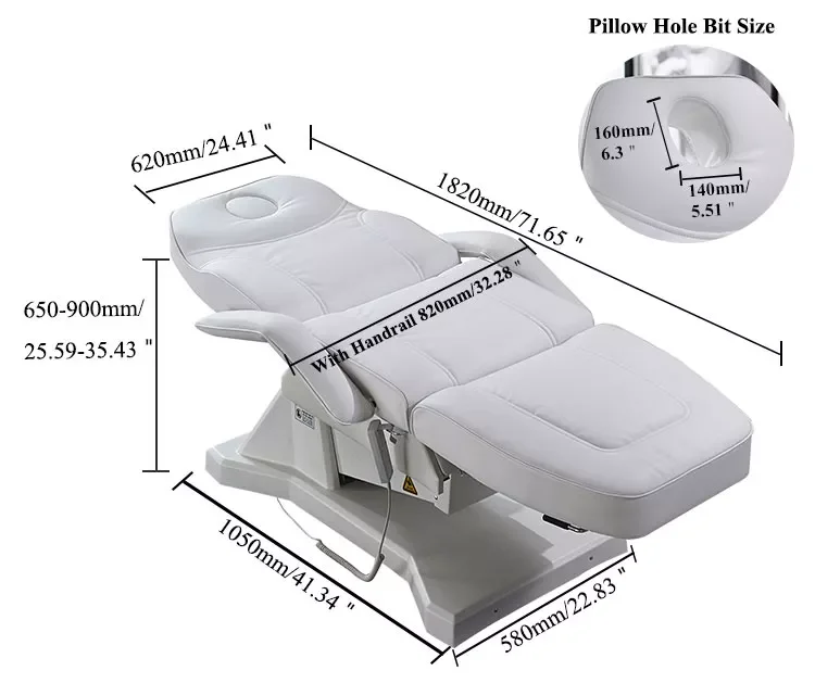 Cama de massagem para salão de beleza, Spa Chair, 3 motores, Novo, 2023