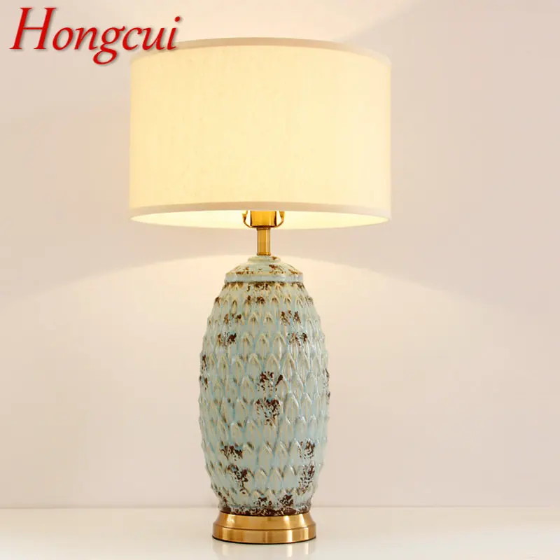 

Hongcui Modern Ceramic Table Light LED Creative Fashionable Bedside Desk Lamp for Home Living Room Bedroom Hotel Decor