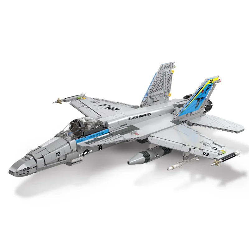 United States Military Vehicle Hornet FA-18 Strike Fighter Building Block WW2 Air Forces Figures Airplane Battlefield Brick Toys