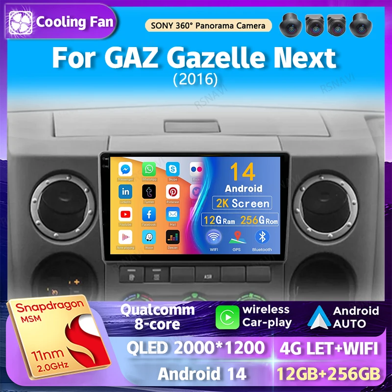 

Android 14 Carplay Car Radio For GAZ Gazelle Next 2016 Navigation GPS Multimedia Player Stereo WiFi+4G Carplay Auto Head Unit BT