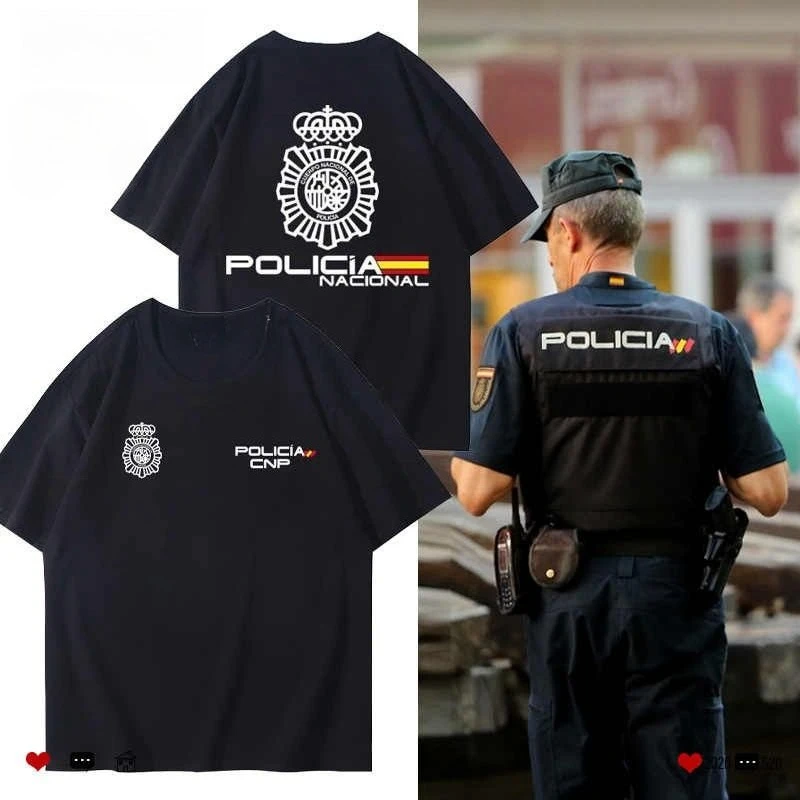 

Spanish National Security Agency National Guard Themed Cotton T-Shirt Men's Tactical T-Shirt Summer Casual Wear Comfortable Top