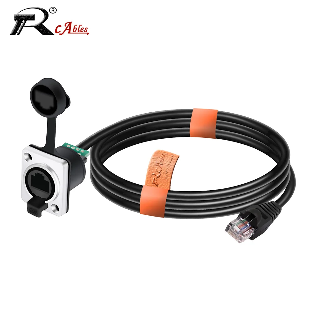 

0.2M 0.3M 0.5M RJ45 8p8c Waterproof Cable, RJ45 Male to Female, Panel Mount Dtype,Zinc Alloy Body+PA6 Plastic+Copper Contact