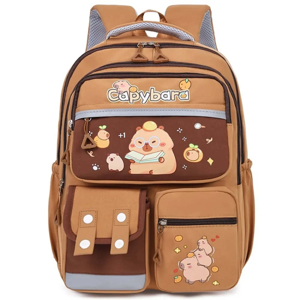large-capacity-capybara-backpack-adjustable-strap-multi-pocket-cute-animal-bookbag-korean-style-lightweight