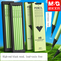 M&G High-End Black Wood Pencil HB/2B S-Grade Graphite Lead Core Durable No Lead Poison Suitable for Students