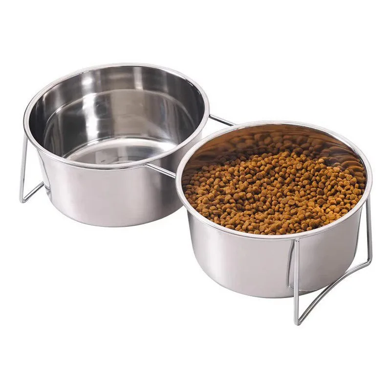 New Stainless Steel Double Bowl Pet Feeding Station Elevated Dog Bowl Pet Feeder and Water Dispenser Dogs Accessoires view 5