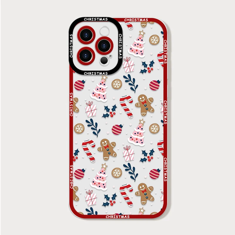 Simpatico pupazzo di neve di Natale GingerbreadMan Custodia trasparente per telefono per Realme 12 10 11 9 Pro Plus 8i 9 7i PRO C75 C64 C31 C53 C35 Cover morbida