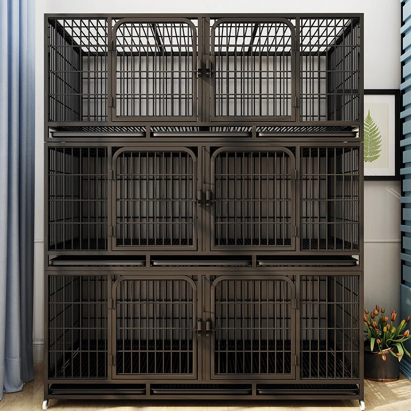 Hot sales customized 3 tiers heavy duty metal large dog kennel cage strong cage for dogs