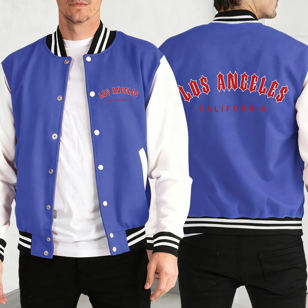 

Los Angeles California Red Artword Jacket For Man Fashion Fleece Baseball Jersey Autumn Soft Streetwear Unisex Retro Casual Top