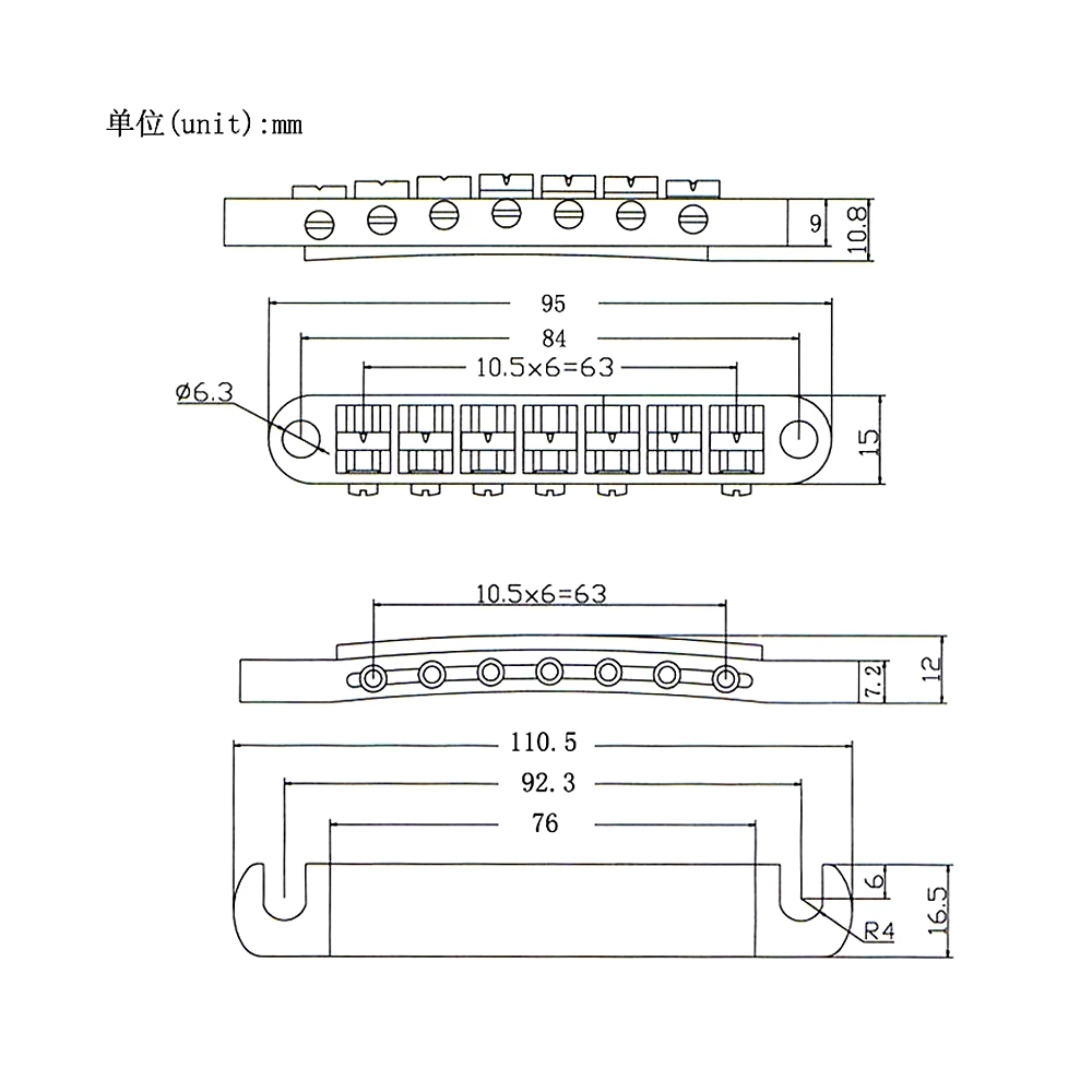 Tune-o-matic Bridge and Tailpiece with Studs 7 String Set Fit for SG Les Paul LP Electric Guitar