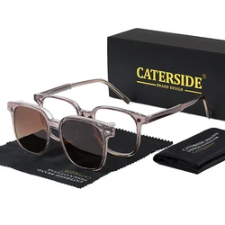 CATERSIDE Square Polarized Sunglasses Women Magnetic Suction Clip Style Sun Glasses Driving Fishing Prescription Eyewear Frames