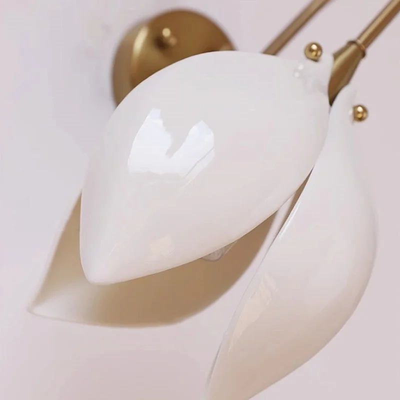 Retro Ceramic Bedroom Bedside Wall Lamp Simple Living Room Corridor Aisle Entrance Hall Decorative Light Magnolia Shape Lamp