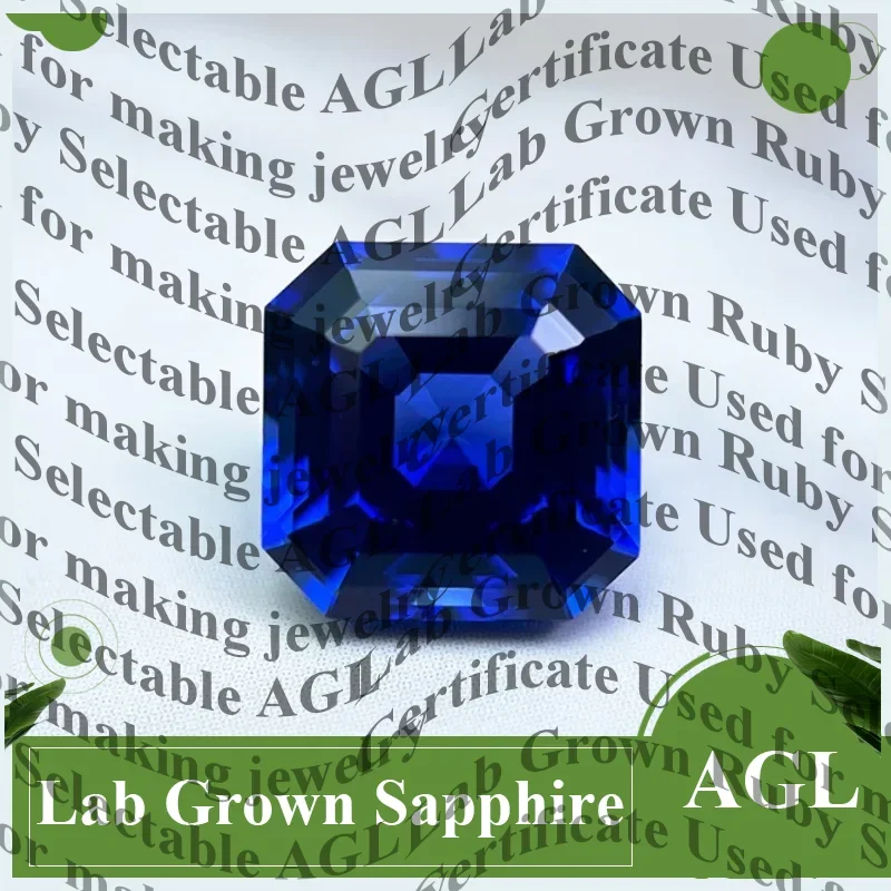 

Asscher Cut Royal Blue High Quality Lab Grown Sapphire, Certified Loose Gemstone, DIY Inlay Stone for Ring Jewelry Making