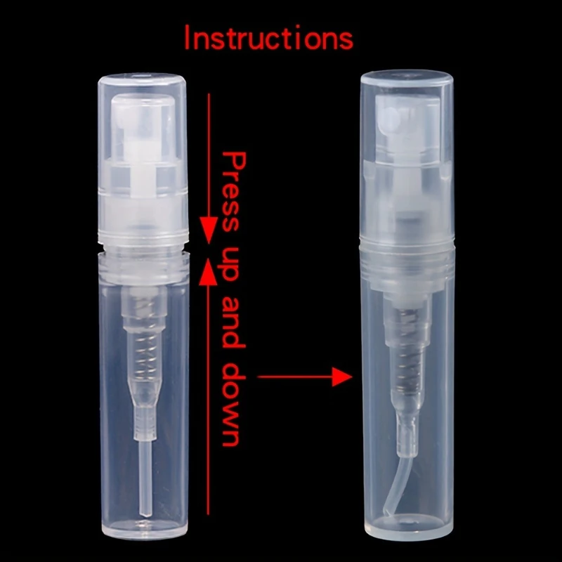 50 Uds 2ml Mini botella pulverizadora de niebla fina atomizador de Perfume recargable portátil subenvase de viaje para limpieza separador de regalo