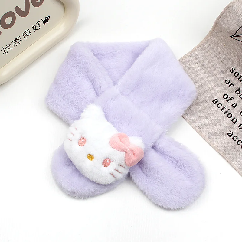 مرحبا كيتي الخريف والشتاء سانريو وشاح الأطفال الوالدين والطفل أفخم سميكة وشاح الطفل الكرتون النسخة الكورية وشاح دافئ