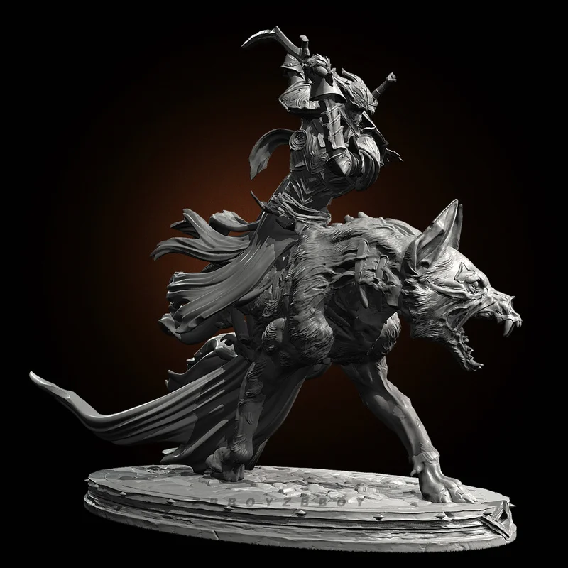 

90mm 110mm Resin Model Figure Zombie Wolf Knight Gk Micro Miniature 3d Printed White Model Toy Unassembled And Unpainted Kit
