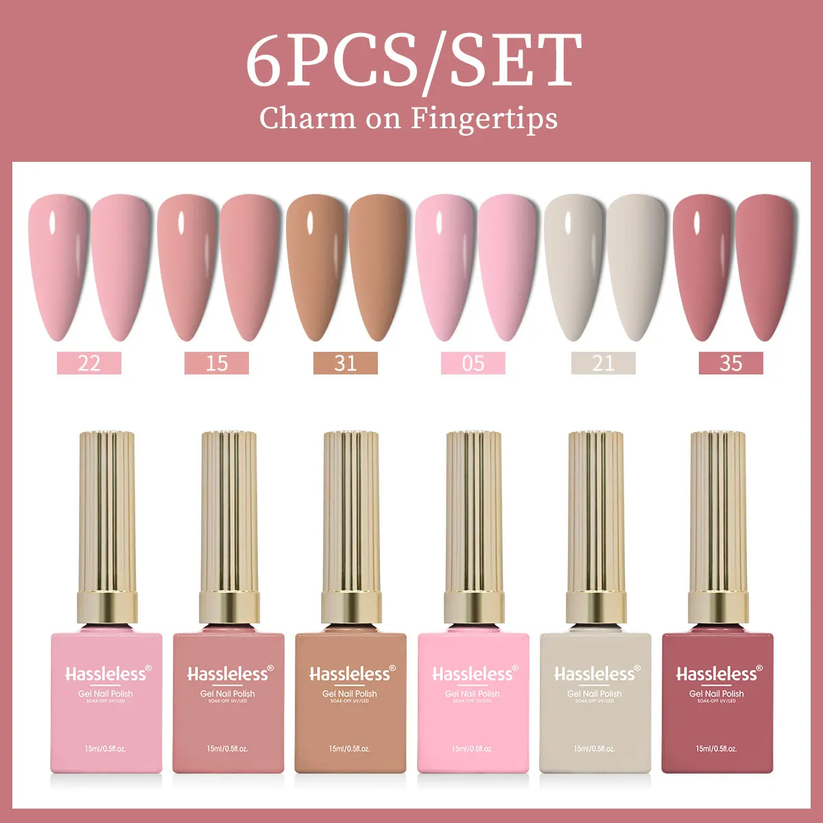 

6-Piece Gel Nail Polish Set - LED Semi-Permanent Gel Nail Polish, a beginner's nail art and nail polish set, available in multip