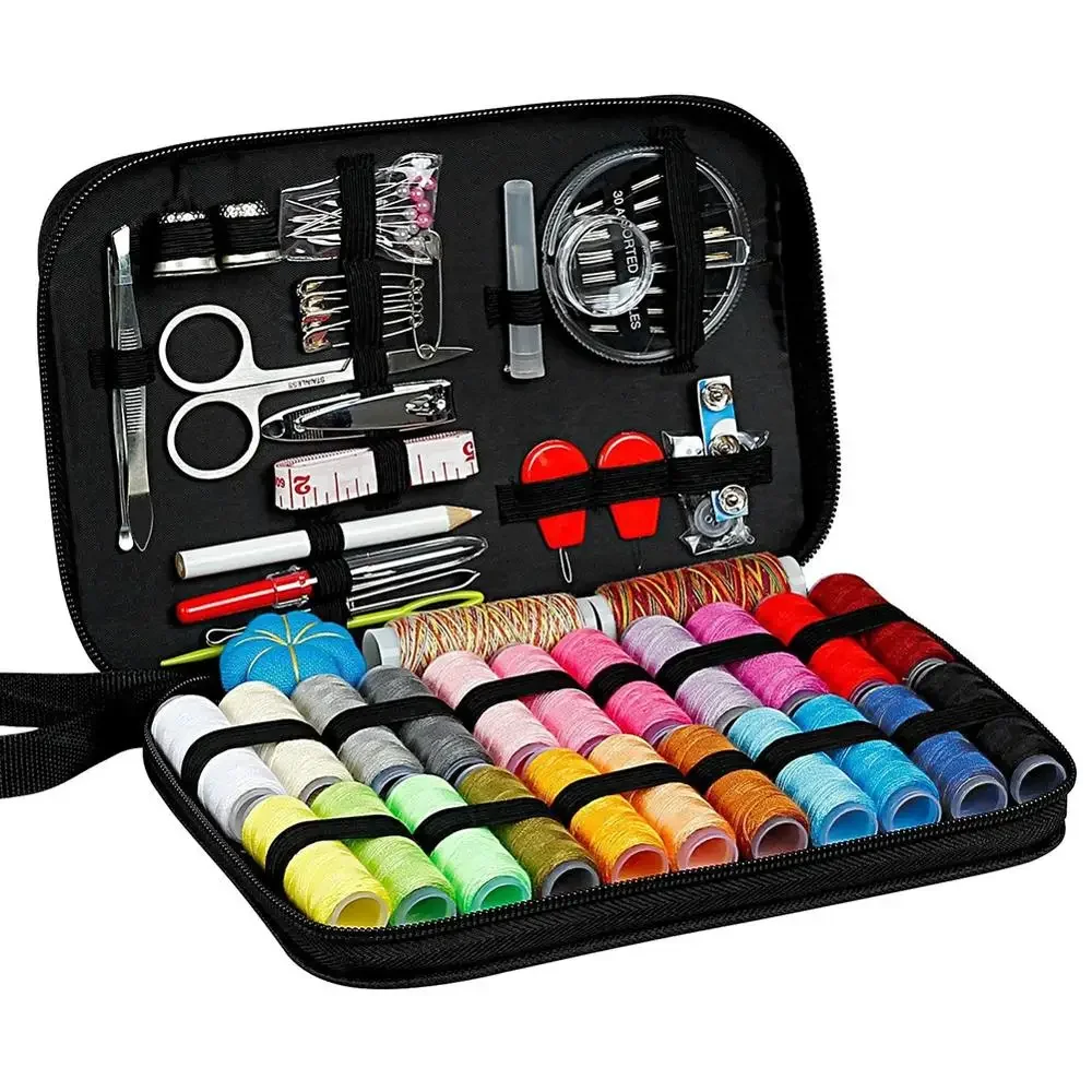 Kit da cucito Set di scatole multifunzione fai-da-te per quilting a mano Cuciture per filo da ricamo Kit di accessori Strumenti per punzonatura ad ago