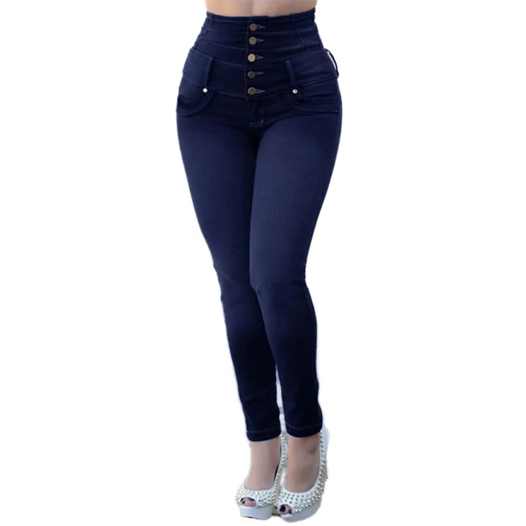 

Sexy Pencil Pants High Waist Five Button Stretch Slim Fit Women's Jeans