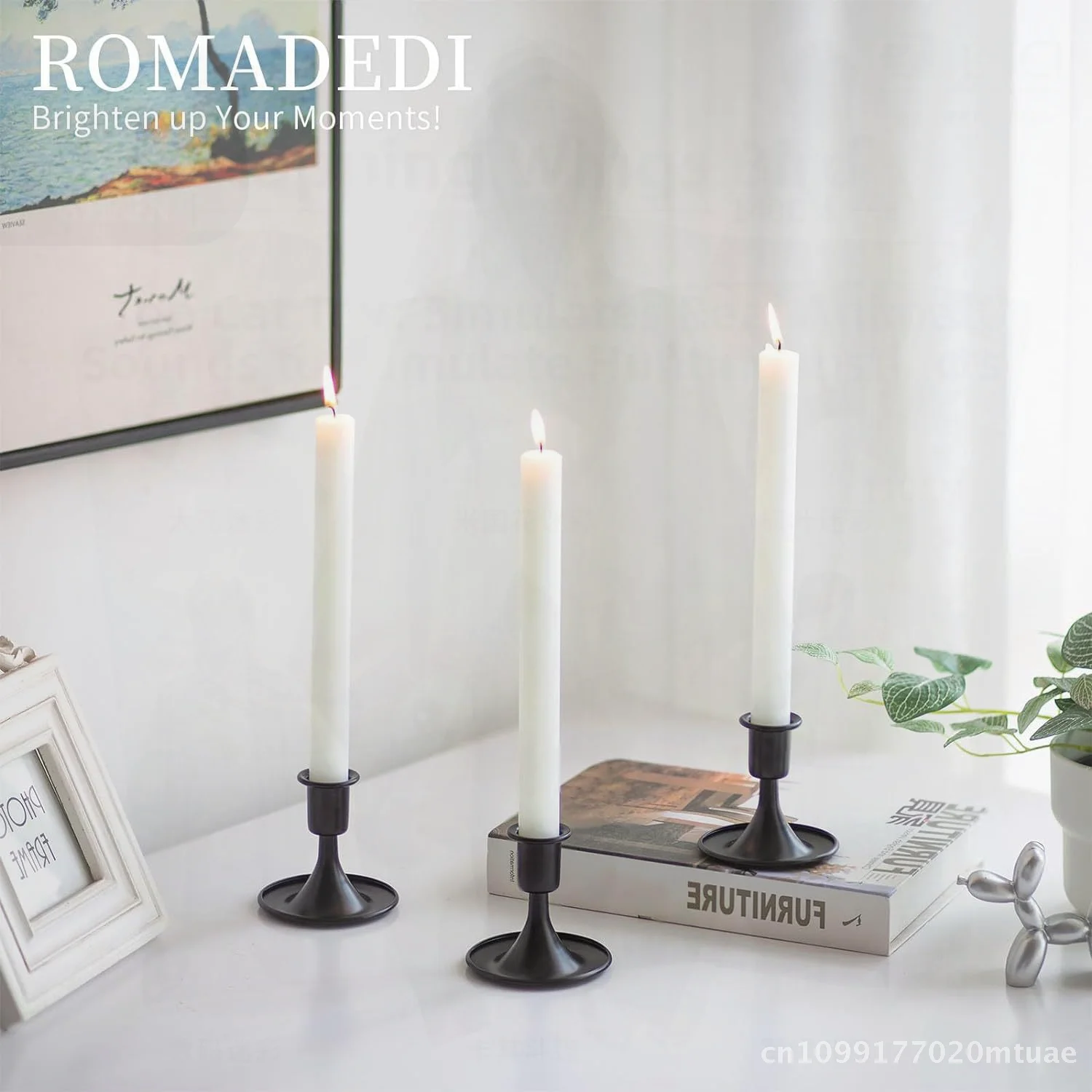 European Small Horn Retro Black Candlestick Iron Craftsmanship for Romantic Candlelight Dinner Decorations in Multiple Sizes