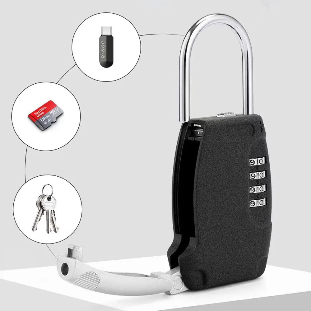 

High Quality Hidden Key Safe Box 4-Digital Password Combination Lock With Hook Mini Metal Secret Box For Home Villa Caravan