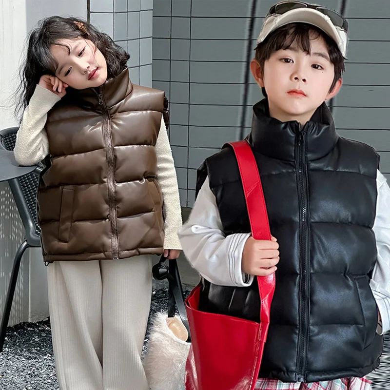 

Детский пуховый жилет, осень-зима 202, новый жилет для мальчиков и девочек, дизайнерские пальто с широкими плечами для подростков, детская модная одежда