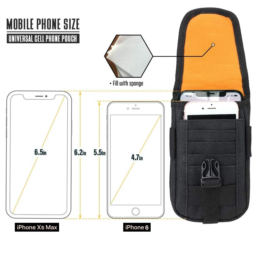 Tactical Phone Pouch Molle,Smartphone Holster Bag EDC Utility Cellphone Lock Card Holder Organizer Fit for Waist Belt Case view 2