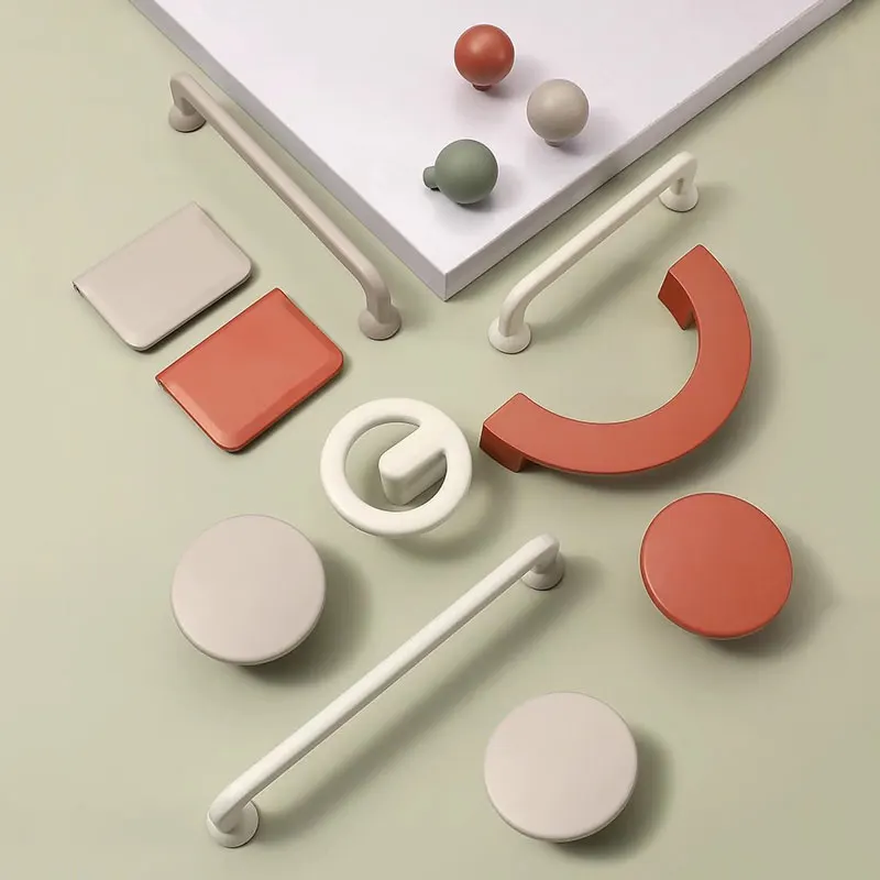 1 PC Modern Simple Colorful Cabinet Handles Home Decor Wardrobe Pulls for Children's Room Zinc Alloy Dresser Cupboard Door Knobs