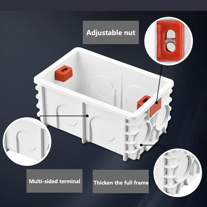 118 Type US AU Standard Universal Bottom Box Wall Housing Light Switch Socket Mounting Box Inner Cassette Junction Box