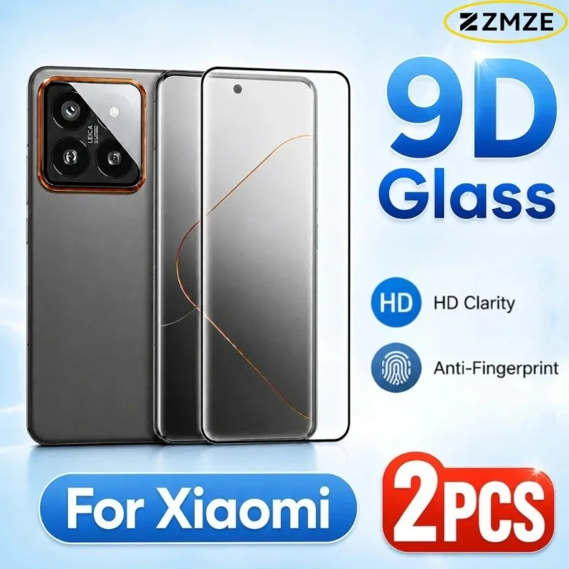 2Pcs 9D HD Tempered Glass Film For Xiaomi 15 14 13 12S Ultra 15 14 13 12S 12 12T Pro 14 civi 13 12 Lite 12X Crystal Clear Screen