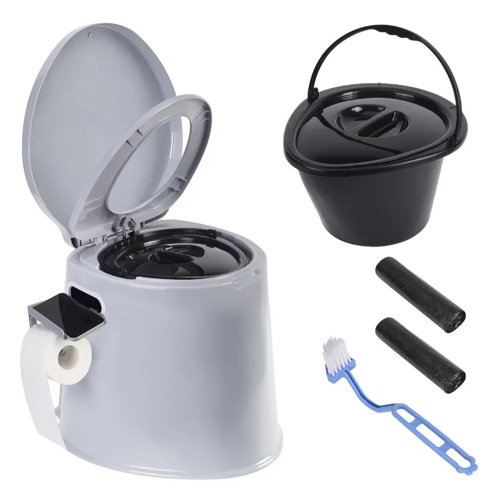 

Portable camping toilet，Portable Indoor & Outdoor Travel Toilet, 5.3 Gallon - Grey, freight free