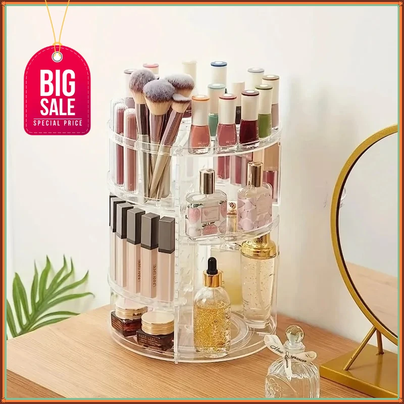 New Best-Selling Model 360° Rotating Makeup Organizer Spinning Bathroom Organizer Countertop Organizer for Cosmetics