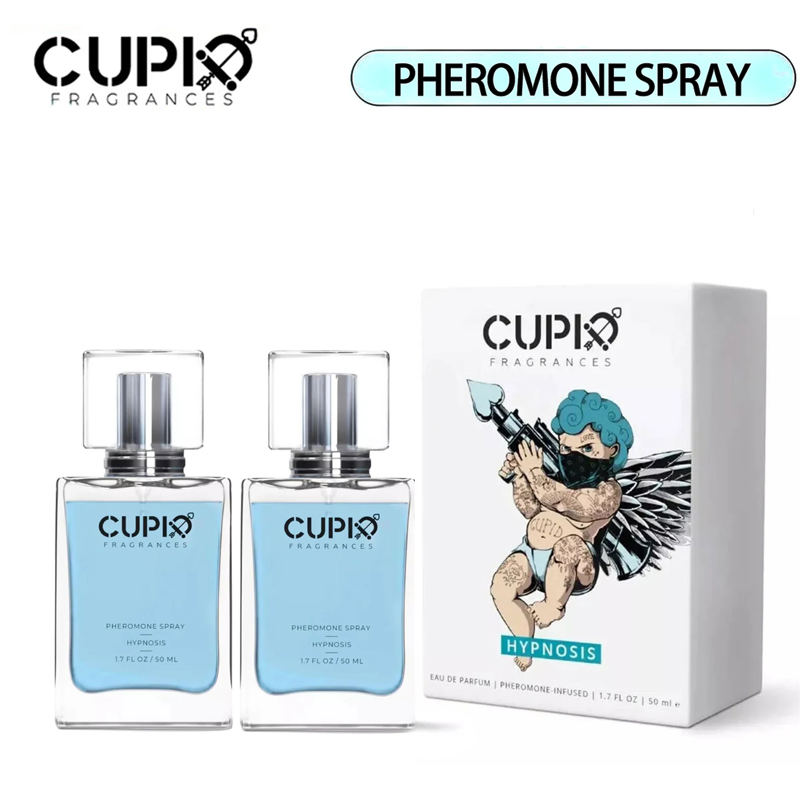 Cupido 2 peças de colônia de feromônio exclusiva para homens, perfume sensual e sofisticado, colônia de hipnose de cupido, geração masculina de luxo