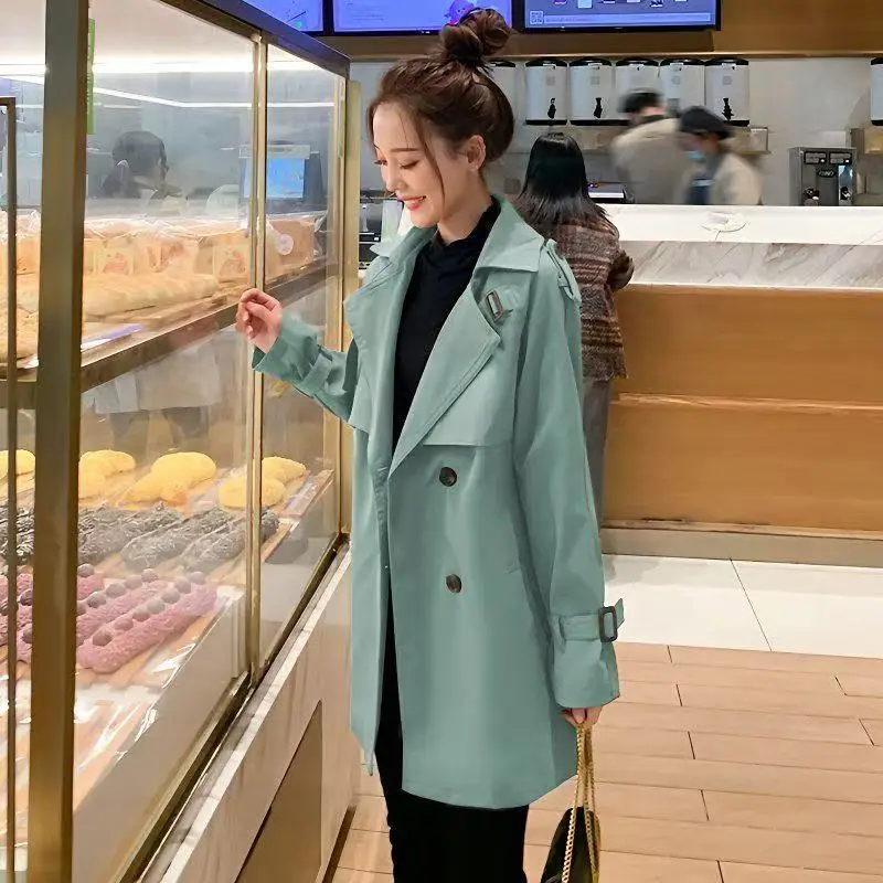 

Fashion Windbreaker Coat Women 2025Spring Autumn Winter New High-Quality Jacket British Style Long Outwear Loose Female Overwear