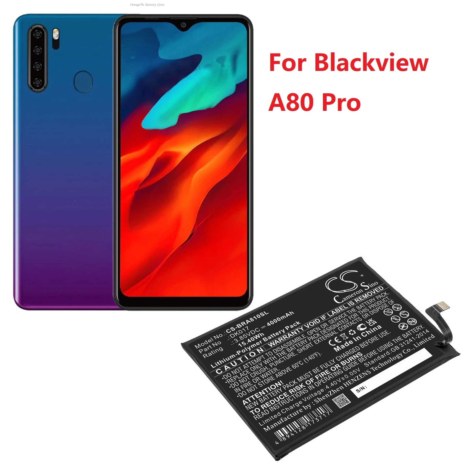 

Cameron Sino Mobile, SmartPhone Battery for Blackview A80 Pro DK017, BV5500 416078PH, BV9700 V605872P +TOOLS KIT