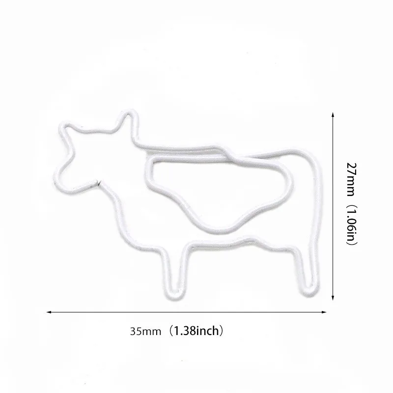 White Cow Creative Cartoon Paper Clip Metal Animal Shape Cute Bookmark Paper Pin Office Paper Clips Decorative Paperpins