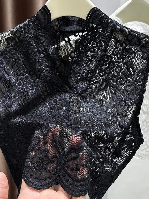 White Spring Summer Lace Sleeveless Vest Inner Wear Base Shirt V Neck Transparent Hollow out Thin Mesh Top for Women