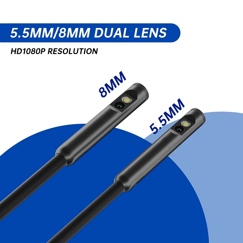 5''IPS Screen Industrial Endoscope Video Autofocus Camera HD1080P Single Dual Triple Lens Pipe Inspection Borescope Waterproof