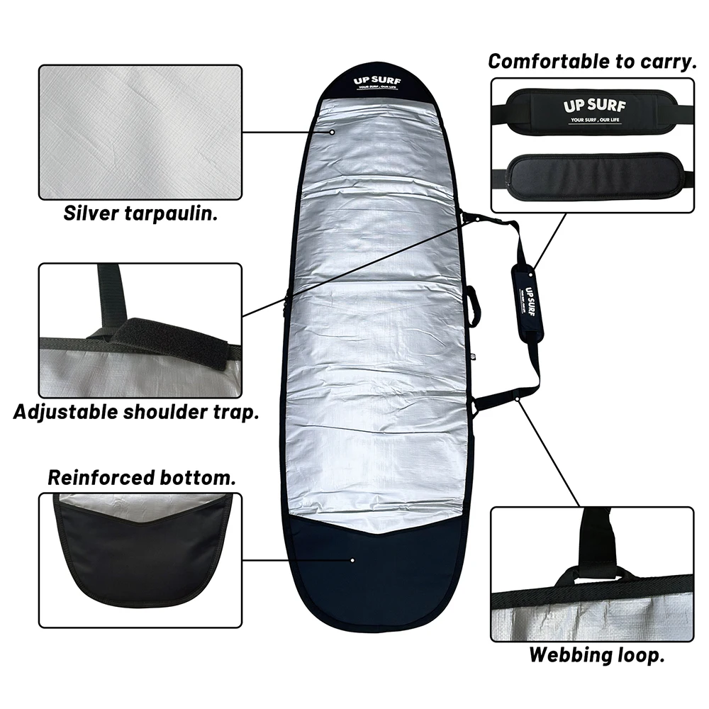 Borsa per tavola da surf borsa da viaggio protettiva per Shortboard di alta qualità 7.0/7.6/8.0 borsa per tavola Wakesurf facile da trasportare con cinturino