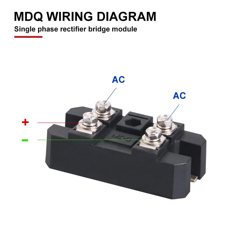 30A-1200A MDQ Single-Phase Diode Bridge Rectifier Module With Radiator 1600V Copper Base High Power AC to DC