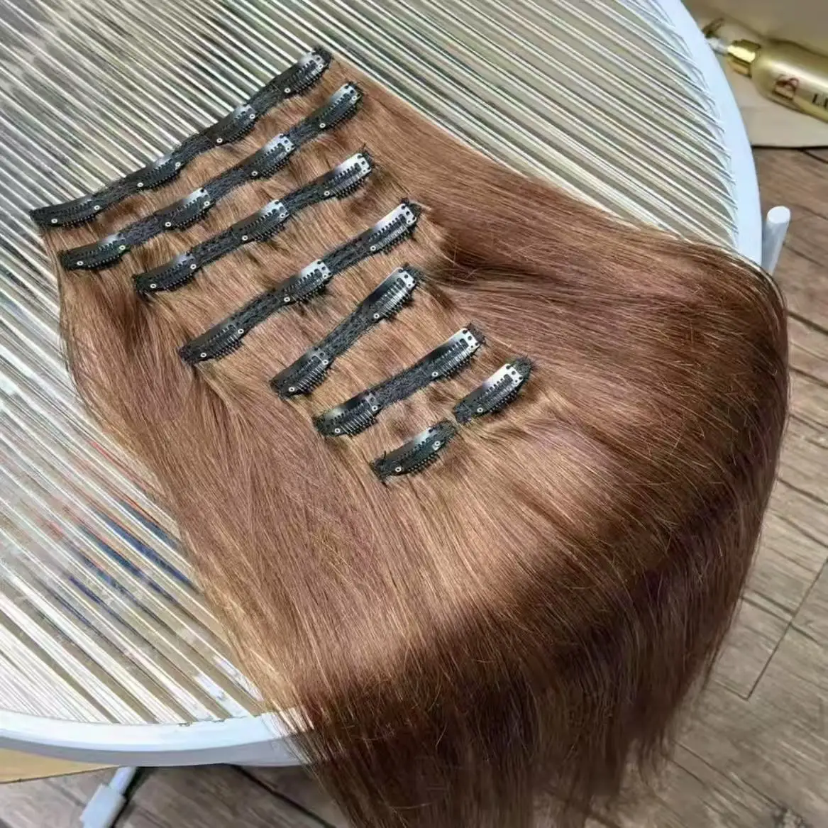 

Амон 4-й # Наращивание человеческих волос на заколке, настоящие натуральные волосы, прямые пучки волос, набор из 8 шт., бразильские заколки для наращивания человеческих волос