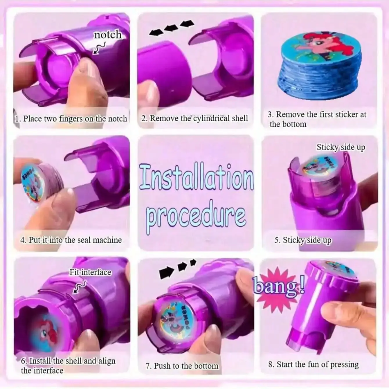 1 Pc Magical Stamp Sticker Machine: Cute Anime Style DIY Stamps for Journaling & Rewards. Perfect Gift for Kids & Friends for