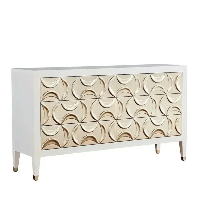 

xzAmerican living room entrance, white solid wood carving flower foyer European side cabinet