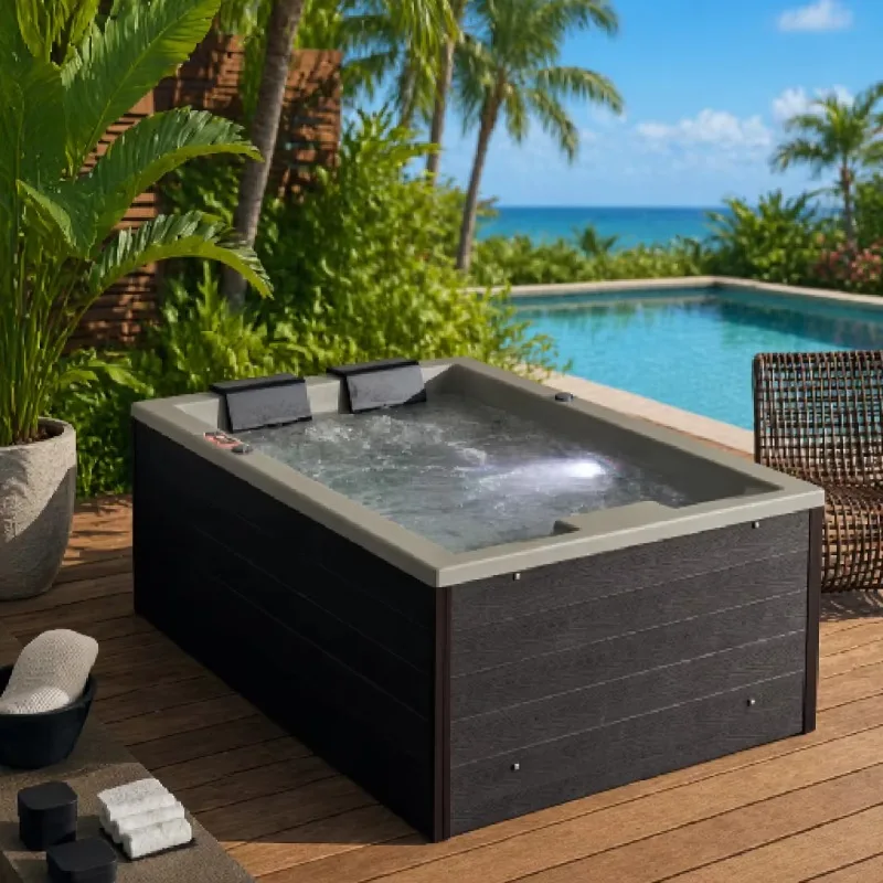 60x32 Inch Transparent Acrylic Rectangular Soaking Tub Left Drain Outdoor White Custom