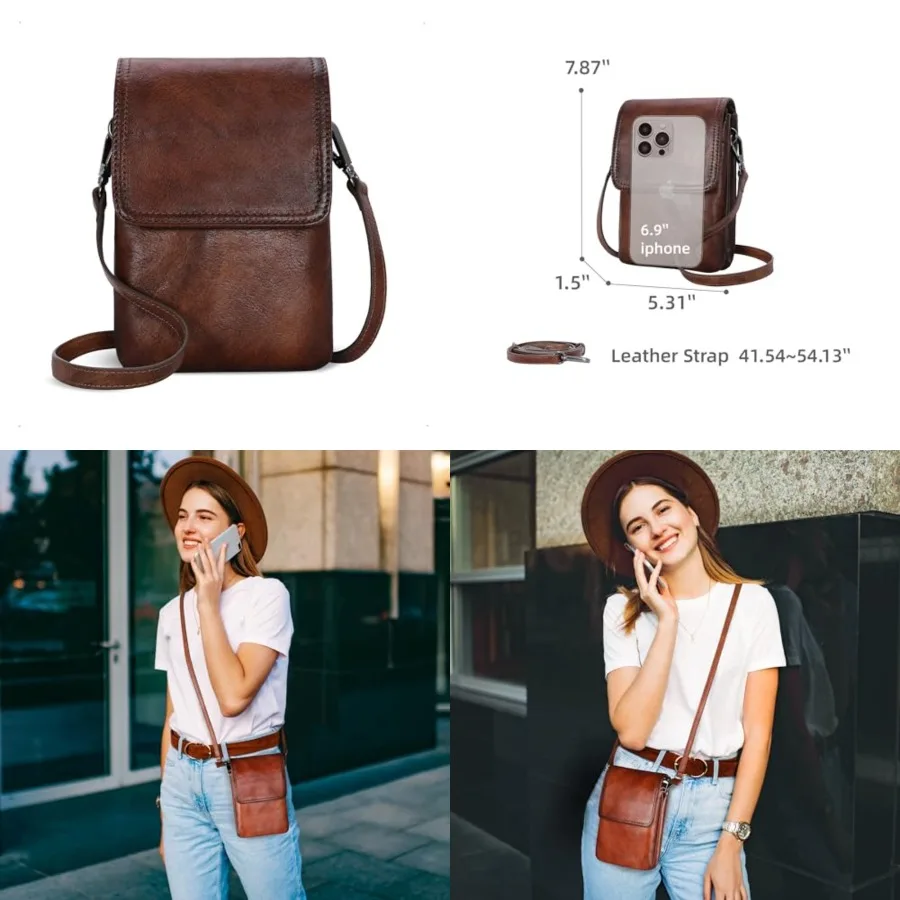 

Leather Crossbody Bags for Women RFID Blocking Cell Phone Purse Small Anti-Theft Zippered with Card slots