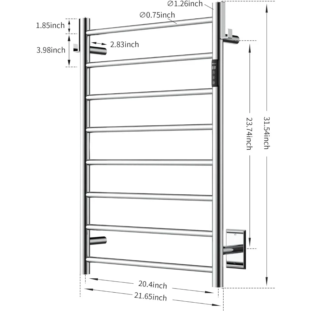 Heated Towel Rack for Bathroom,Wall Mounted Electric Towel Rack with Timer and LED Indicator