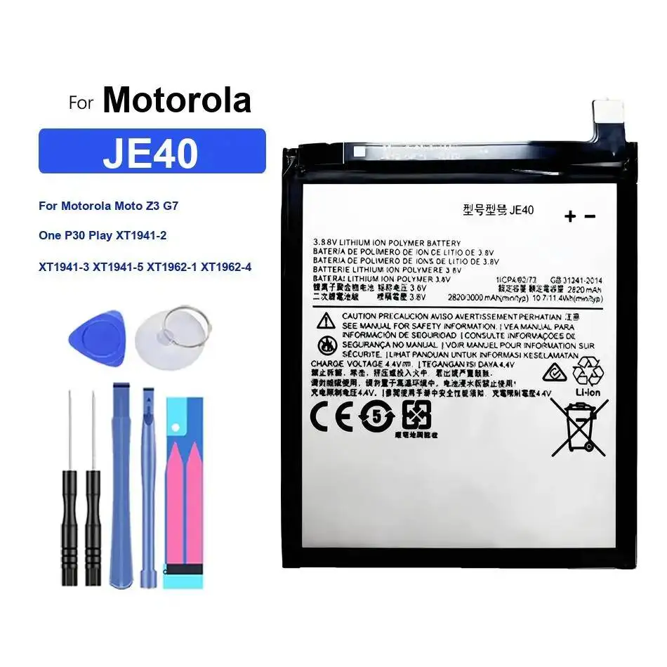 Batería para Motorola Moto Rizr Rokr Z3 E8 G7 Slvr Play XT1929-1 XT1929-4 XT1929-5 XT1941-2 XT1941-3 XT1941-5 JS40 BC50 JE40